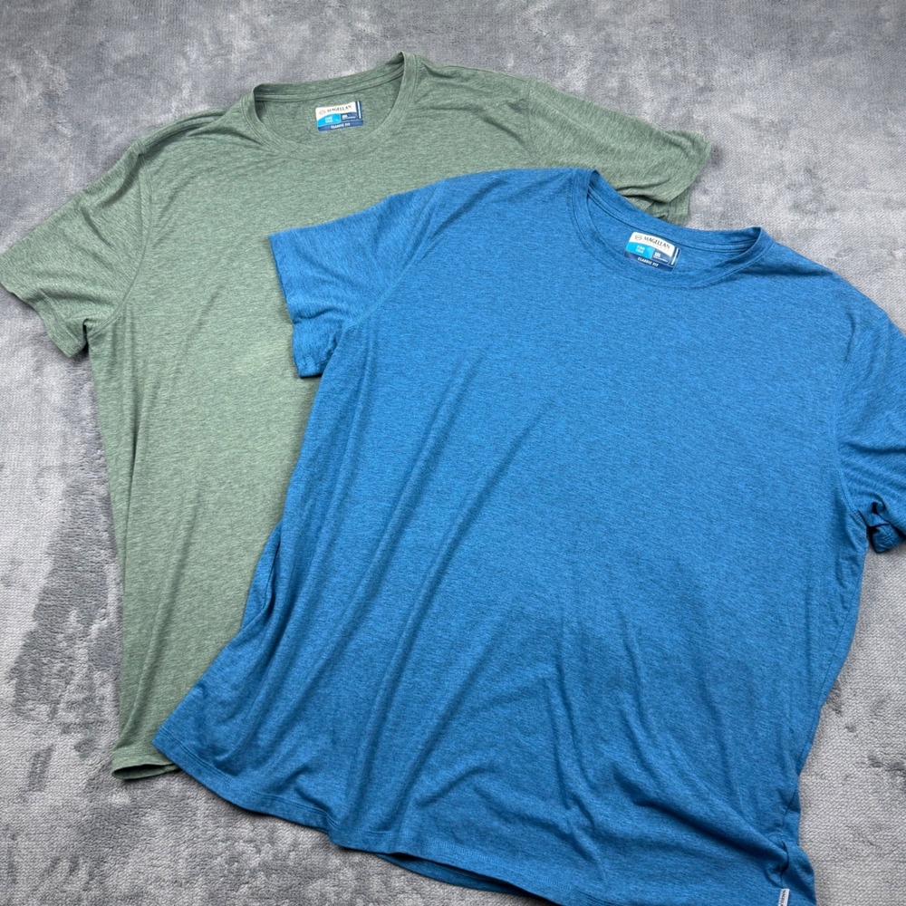 Magellan Outdoors Fish Gear Mens 3XL T-Shirt Lot of 2 Green Blue Wicking